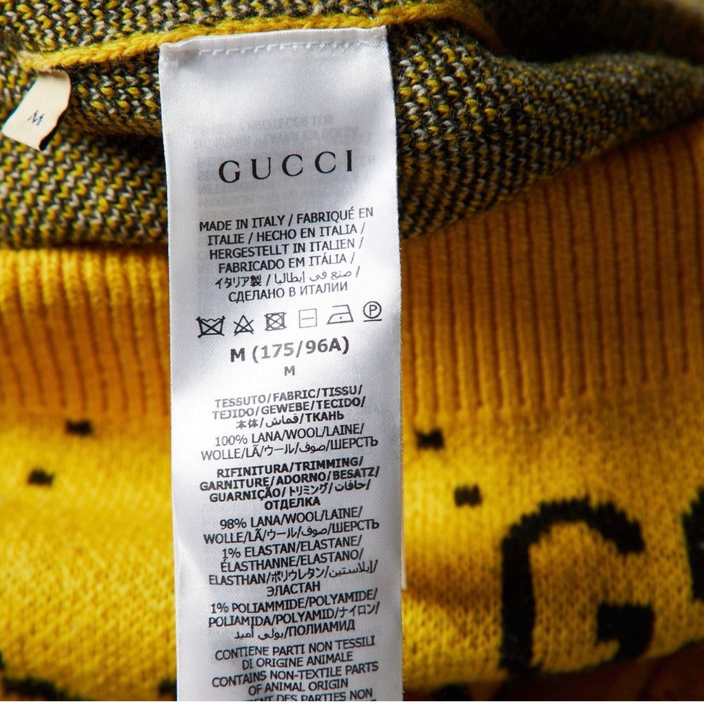 Gucci Knitwear yellow wool sweater with skunk and GG print very good condition - Picture 5 of 5